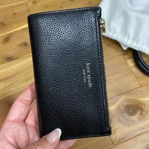 Black Leather Kate Spade Snap Wallet
